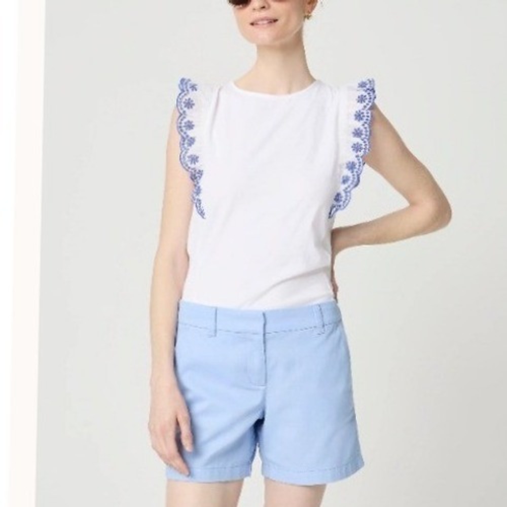 J.Crew Womens 5 Inch Chino Shorts Light Blue Cotton Twill Size 12 NEW $50